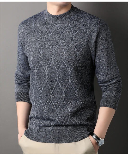 Man Pullover New 2025 Autumn Winter Solid Color Comfortable And Casual Soft Thickened Sweater With Added Velvet Sweater