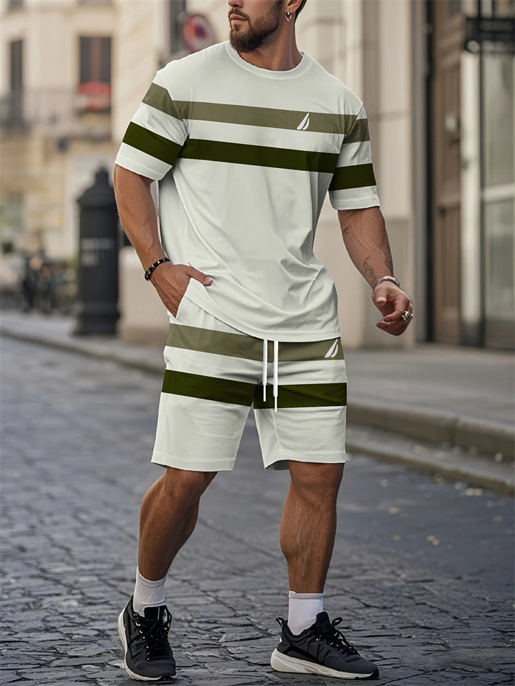 Zomer herenshorts met korte mouwen, gepersonaliseerd logo bedrukte shorts met korte mouwen, losse, ademende, casual mode