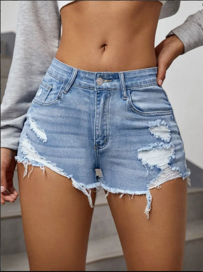 Gescheurde rauwe denim shorts voor dames mode A-lijn zoom vrouwelijke zomer hotpants streetwear blauwe kleding mager sexy retro vrije tijd