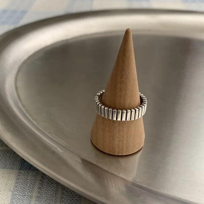 VENTFILLE 925 Sterling Silver Rings INS Fashion Hip Hop Vintage Couples Hollow Lines Punk Thai Silver Party Adjustable  Jewelry