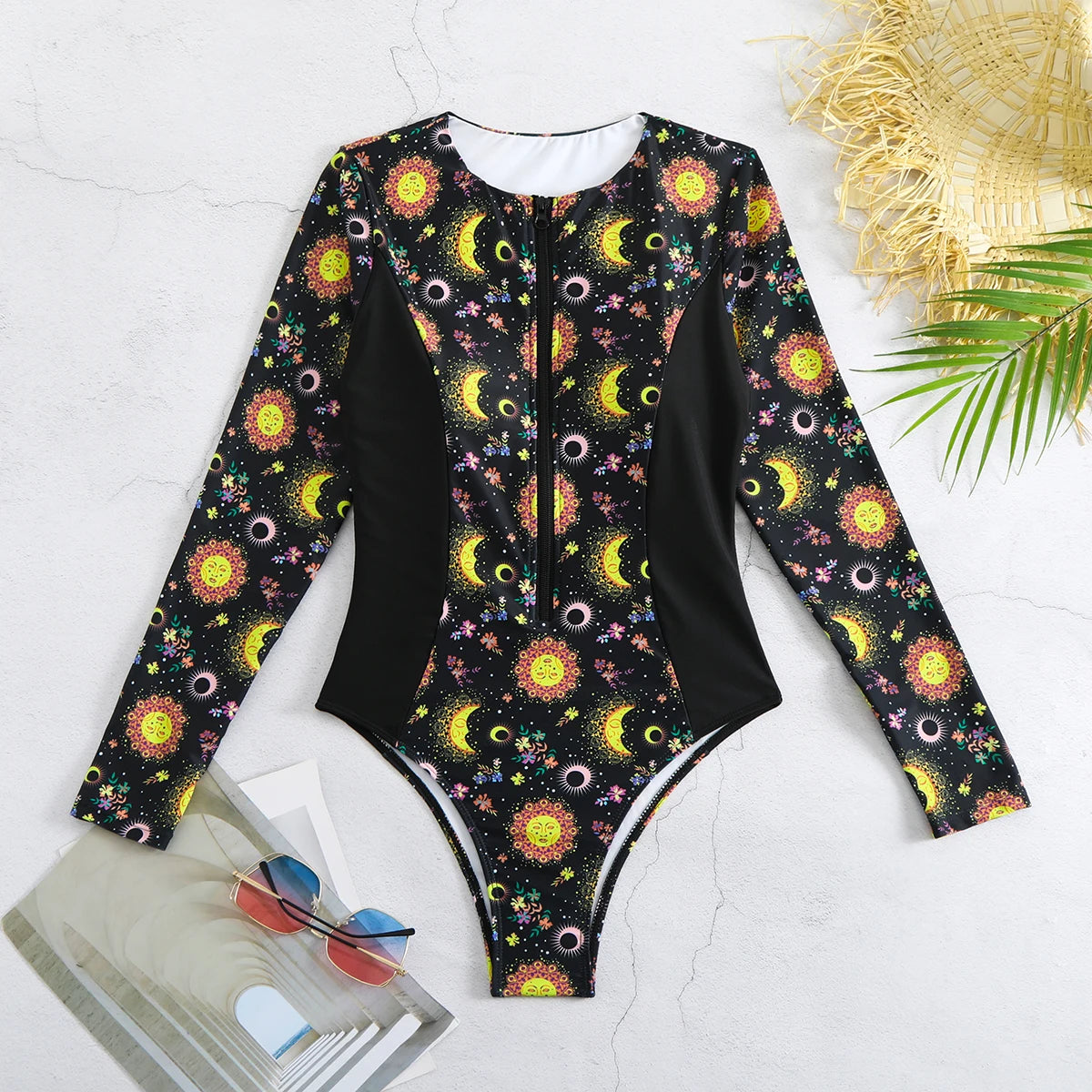 2025 Surfing Sport Swimsuit Long Sleeves Women One Piece Swimsuit  Swimwear Solid Monokini Bathing Suit Tropical Bodysuit Female