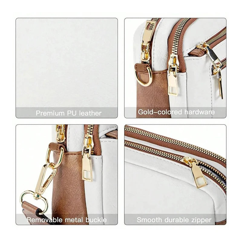 Retro modeklassieker, multifunctionele damestas, crossbodytas met schouderband met ritssluiting, kleine vierkante tas, geschikt voor kantoor