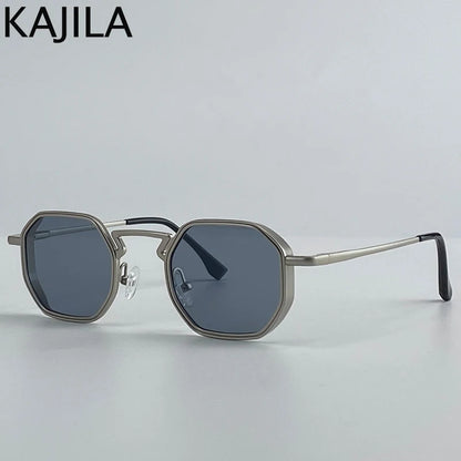 Small Frame Hexason Steampunk Sunglasses Men 2025 Luxury Brand Vintage Punk Eyewear Classic Polygon Metal Sun Glasses Male UV400