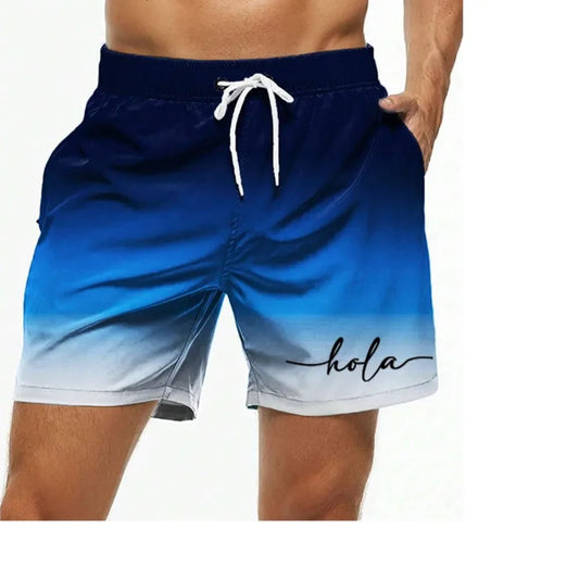 Mode Letter Design Heren Print Shorts Zomer Heren Zwembroek Elastische taille 3D Print Hola Grafische Gradiënt Ademend Kort