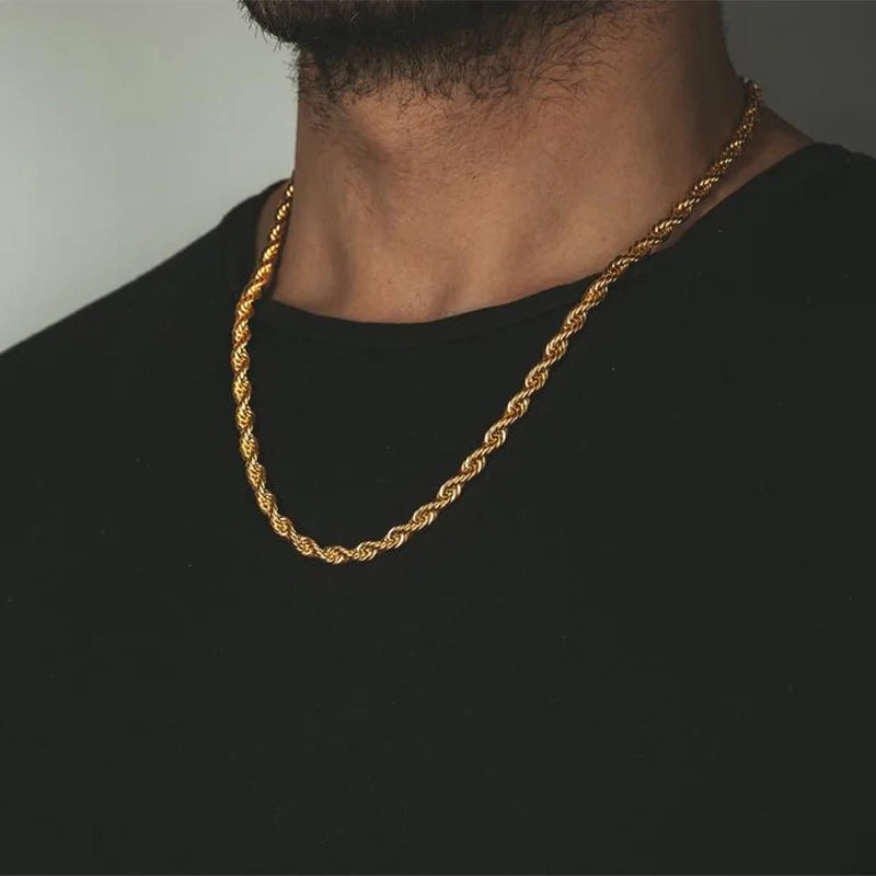 Vnox Cubaanse Ketting Voor Mannen Vrouwen, Basic Punk Roestvrijstalen Stoepranden Ketting Chokers,Vintage Goudkleurige Effen Metalen Kraag