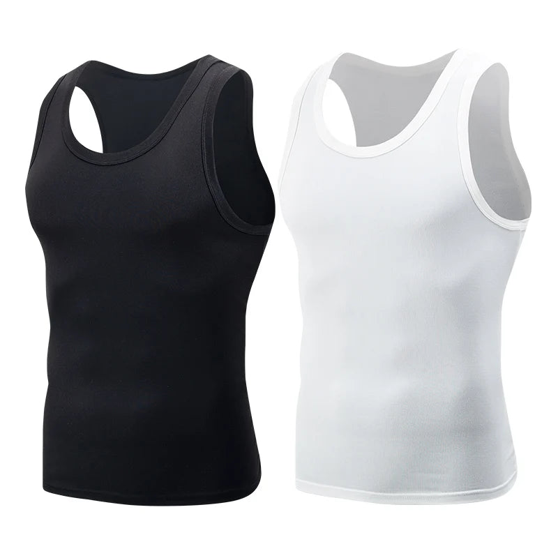 1/3 Piece Men's Solid Color Plus Size Sports And Leisure Vest Youth Fitness Running Basketball Classic Round Neck Sleeveless Ves