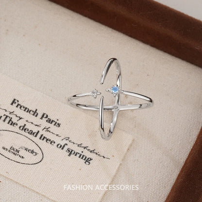 VENTFILLE 925 Sterling Silver Flower Lace Ring Korean Fashion Opening Inlaid CZ Adjustable Rings Valentine's Day Gift