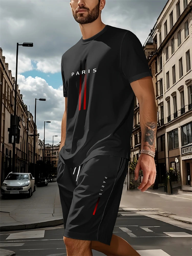 Zomer herenshorts met korte mouwen, gepersonaliseerd logo bedrukte shorts met korte mouwen, losse, ademende, casual mode