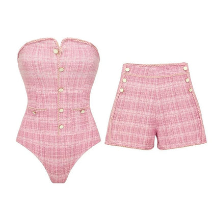 Hoge taille vrouwen sexy strapless badpak en shorts zomer vrouwen bikini set strand zwempak voor vrouwelijke biquini badpak