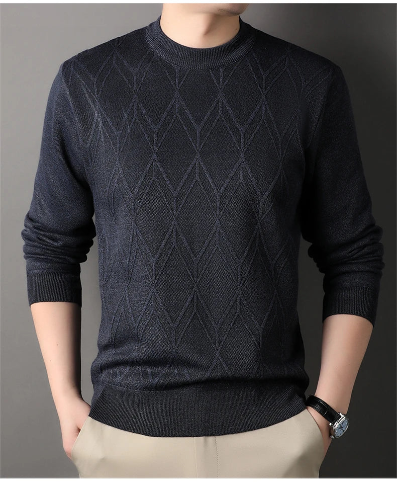 Man Pullover New 2025 Autumn Winter Solid Color Comfortable And Casual Soft Thickened Sweater With Added Velvet Sweater