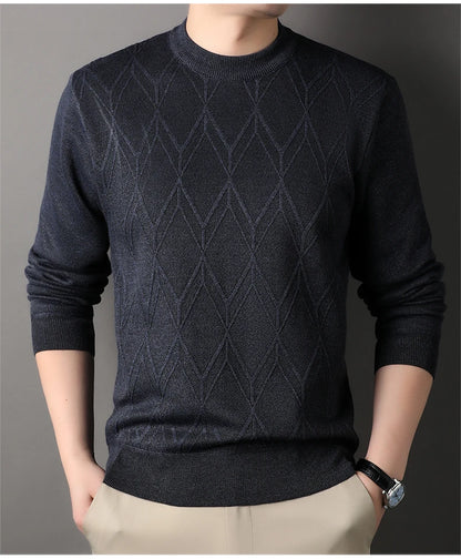 Man Pullover New 2025 Autumn Winter Solid Color Comfortable And Casual Soft Thickened Sweater With Added Velvet Sweater