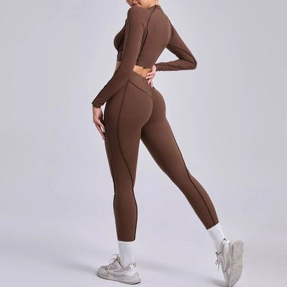 Naadloze yogasets Sport Fitness Hoge taille Heupheffen Mager Ademend Buiten Hardlopen Workout Kleding Gympakken voor dames