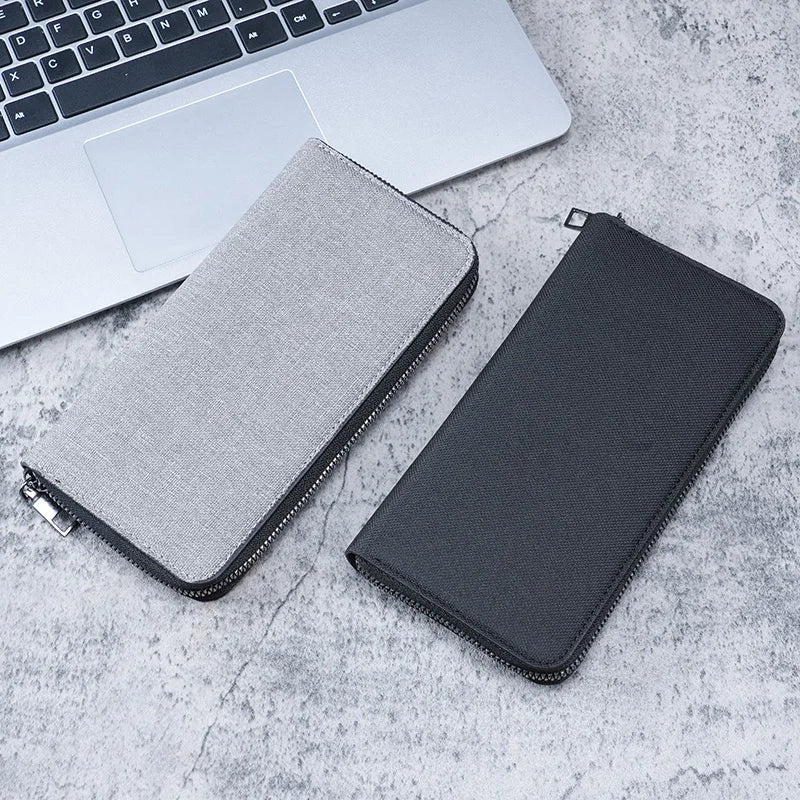 Nieuwe herenportemonnee met lange ritssluiting, grote capaciteit, zakelijke canvas clutch portemonnee met meerdere kaarten.