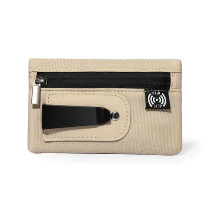 Rfid Credit Card Holder Men Wallets Luxury Nylon Slim Wallet Zipper Key Card Case Male Tactical Purse Coin Purse With Carabiner