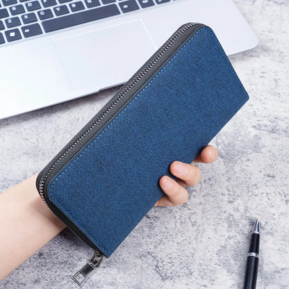 Nieuwe herenportemonnee met lange ritssluiting, grote capaciteit, zakelijke canvas clutch portemonnee met meerdere kaarten.