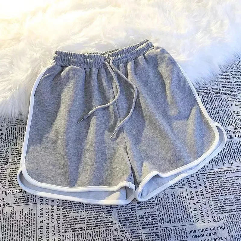 Gestreepte sportshorts dames Koreaanse mode casual mini-shorts zomer eenvoudige losse wijde pijpen shorts dames nieuw