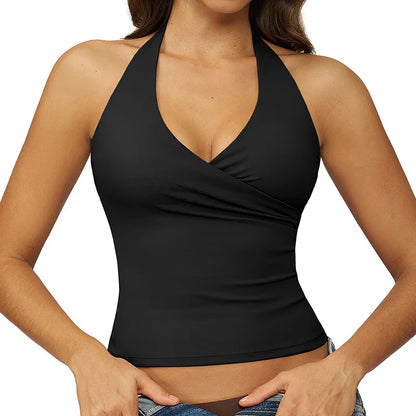 Overlapping V-neck Hanging Neck Yoga Vest Women Casual Tight Fitting Quick Drying Sports Fitness bra Women's Yoga Breathable Top