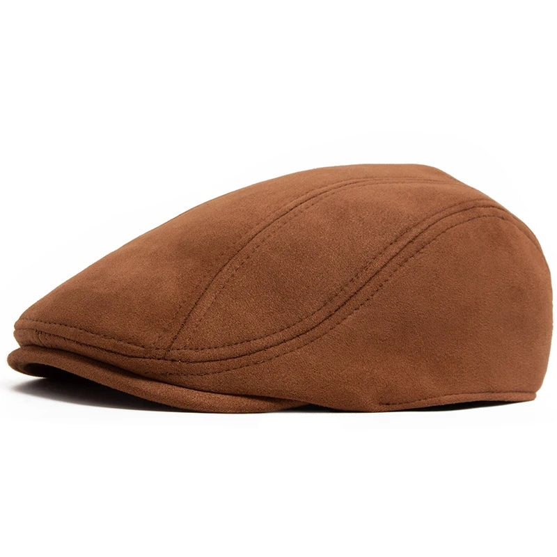 New Suede Autumn Winter Beret Fashion Vintage Men Women Newsboy Hat Casual Flat Visor Cap Berets For 54-58cm Head Circum Ference