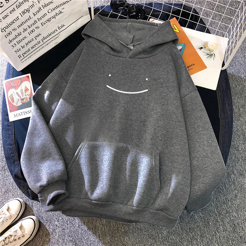2023 Herfst Winter Mode Kleding Capuchon Casual Y 2K Sweatshirt Dames Smile Gezicht Effen Kleur Hoodies Luie Stijl Losse Hoodie