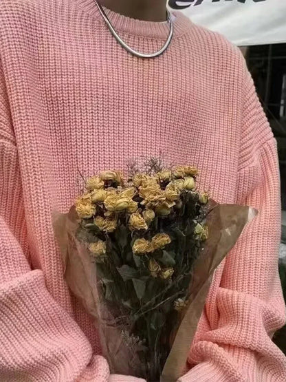 2025 Autumn Crew Neck Solid Color Pullover Sweaters For Men Casual Y2K Knitted Sweater High Street Fashion Jumpers Hombre