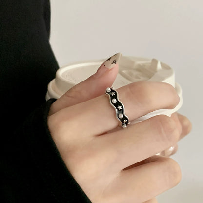 VENTFILLE 925 Sterling Silver Flower Lace Ring Korean Fashion Opening Inlaid CZ Adjustable Rings Valentine's Day Gift