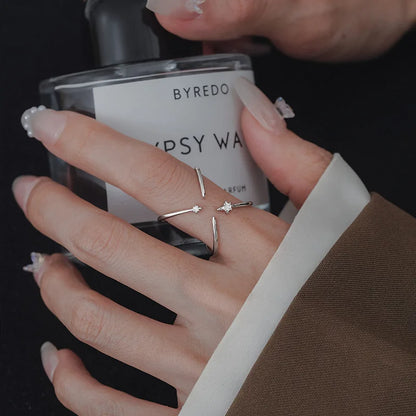 VENTFILLE 925 Sterling Silver Flower Lace Ring Korean Fashion Opening Inlaid CZ Adjustable Rings Valentine's Day Gift