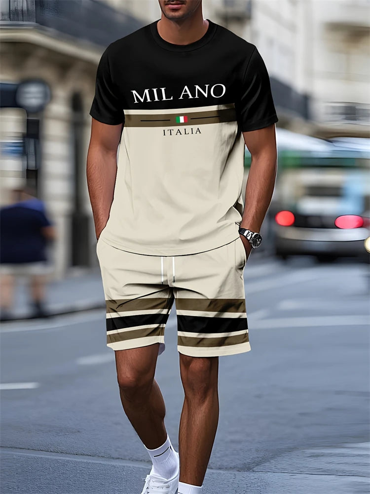 Zomer herenshorts met korte mouwen, gepersonaliseerd logo bedrukte shorts met korte mouwen, losse, ademende, casual mode