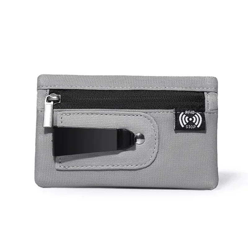 Rfid Credit Card Holder Men Wallets Luxury Nylon Slim Wallet Zipper Key Card Case Male Tactical Purse Coin Purse With Carabiner