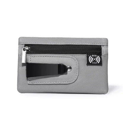 Rfid Credit Card Holder Men Wallets Luxury Nylon Slim Wallet Zipper Key Card Case Male Tactical Purse Coin Purse With Carabiner