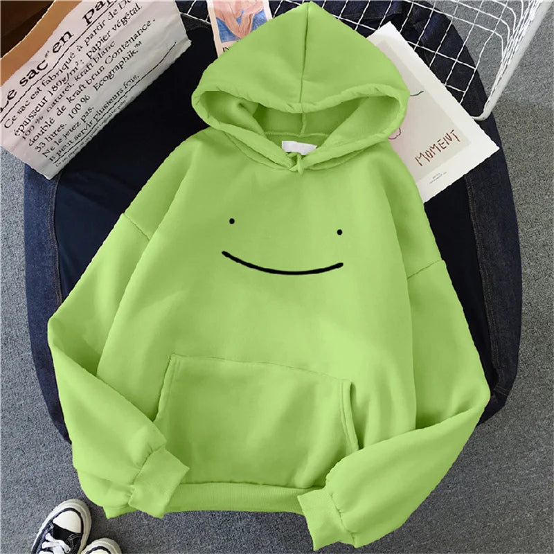 2023 Herfst Winter Mode Kleding Capuchon Casual Y 2K Sweatshirt Dames Smile Gezicht Effen Kleur Hoodies Luie Stijl Losse Hoodie
