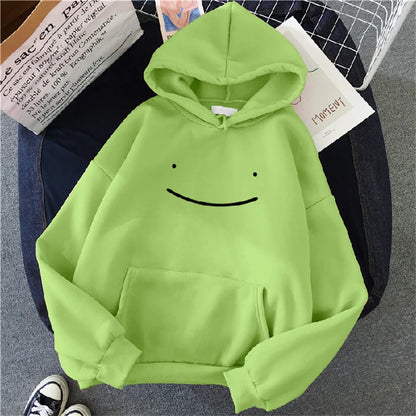2023 Herfst Winter Mode Kleding Capuchon Casual Y 2K Sweatshirt Dames Smile Gezicht Effen Kleur Hoodies Luie Stijl Losse Hoodie