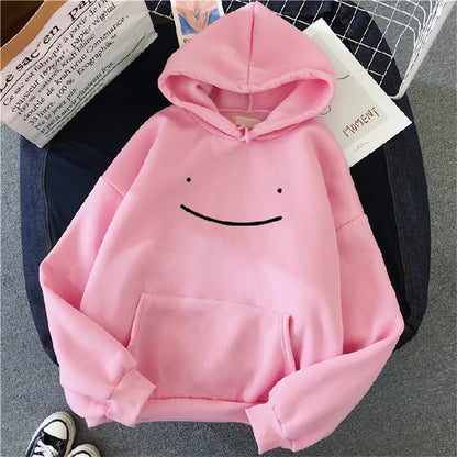 2023 Herfst Winter Mode Kleding Capuchon Casual Y 2K Sweatshirt Dames Smile Gezicht Effen Kleur Hoodies Luie Stijl Losse Hoodie