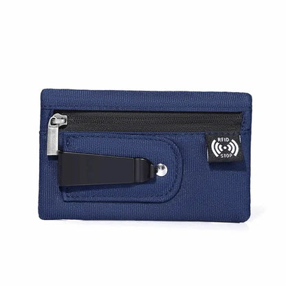Rfid Credit Card Holder Men Wallets Luxury Nylon Slim Wallet Zipper Key Card Case Male Tactical Purse Coin Purse With Carabiner