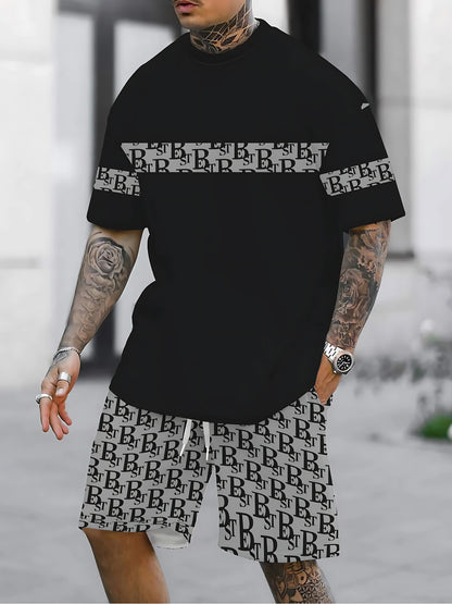 Summer 2025 Bestseller Men's Set Casual and fashionable 3D printed outdoor streetwear