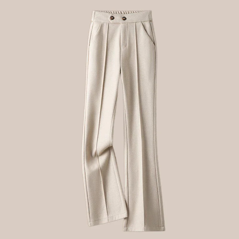 Faionable Thiened Woolen Flared Pants High Waist Casual Trousers for Women Autumn Winter New Sle Slimming Wide Leg Pants