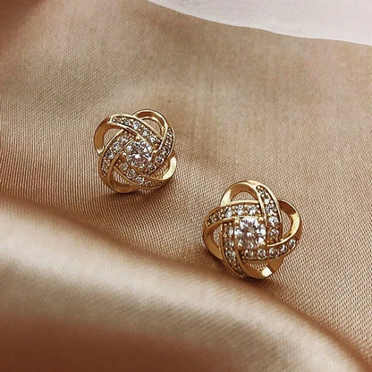 Upscale 14k Gouden Sieraden Echte Gouden Oorbellen Zirkoon Parel Twist Luxe Stud Oorbellen voor Vrouwen Brincos Pendientes Bijoux
