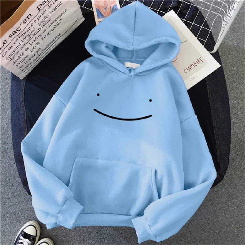 2023 Herfst Winter Mode Kleding Capuchon Casual Y 2K Sweatshirt Dames Smile Gezicht Effen Kleur Hoodies Luie Stijl Losse Hoodie