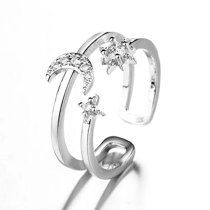 VENTFILLE 925 Sterling Silver Rings INS Fashion Hip Hop Vintage Couples Hollow Lines Punk Thai Silver Party Adjustable  Jewelry