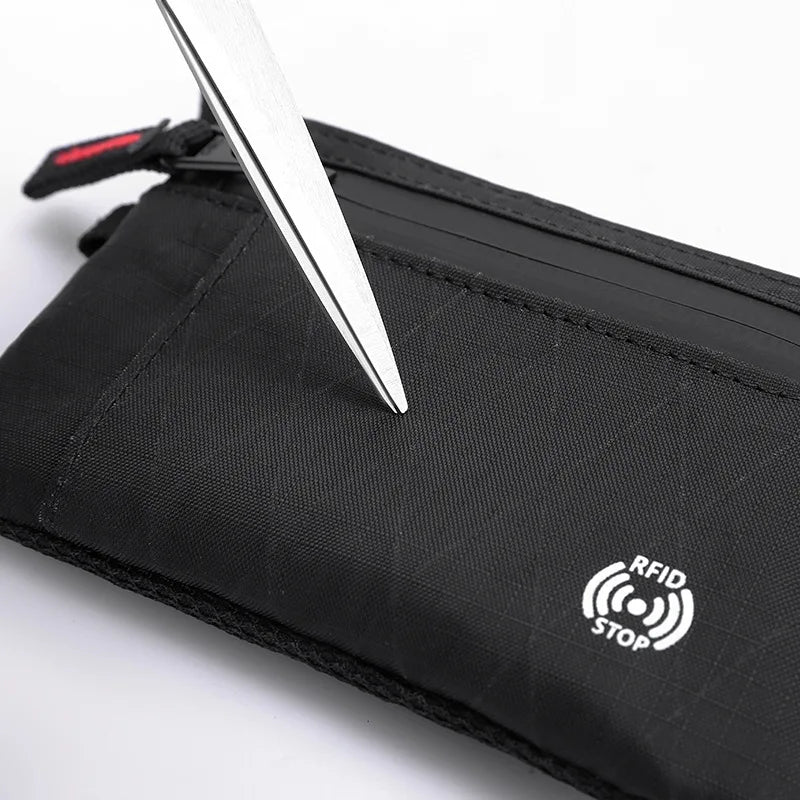 Rfid Credit Card Holder Men Wallets Luxury Nylon Slim Wallet Zipper Key Card Case Male Tactical Purse Coin Purse With Carabiner