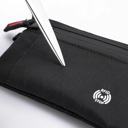 Rfid Credit Card Holder Men Wallets Luxury Nylon Slim Wallet Zipper Key Card Case Male Tactical Purse Coin Purse With Carabiner