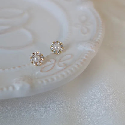 Upscale 14k Gouden Sieraden Echte Gouden Oorbellen Zirkoon Parel Twist Luxe Stud Oorbellen voor Vrouwen Brincos Pendientes Bijoux