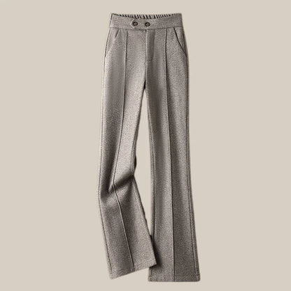 Faionable Thiened Woolen Flared Pants High Waist Casual Trousers for Women Autumn Winter New Sle Slimming Wide Leg Pants