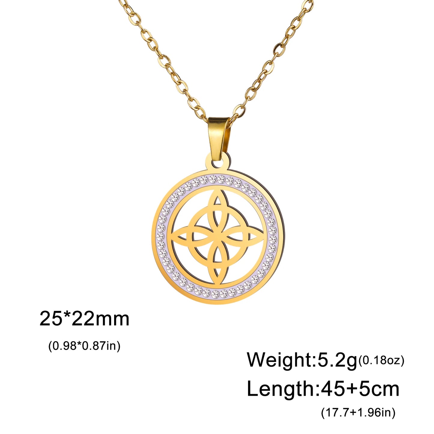 Skyrim Hekserij Heks Knoop Ketting Roestvrij Staal Helder Zirkoon Ronde Hanger Kettingen Amulet Wicca Sieraden Verjaardagscadeau