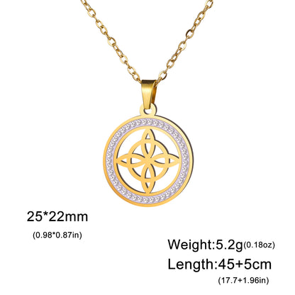 Skyrim Hekserij Heks Knoop Ketting Roestvrij Staal Helder Zirkoon Ronde Hanger Kettingen Amulet Wicca Sieraden Verjaardagscadeau