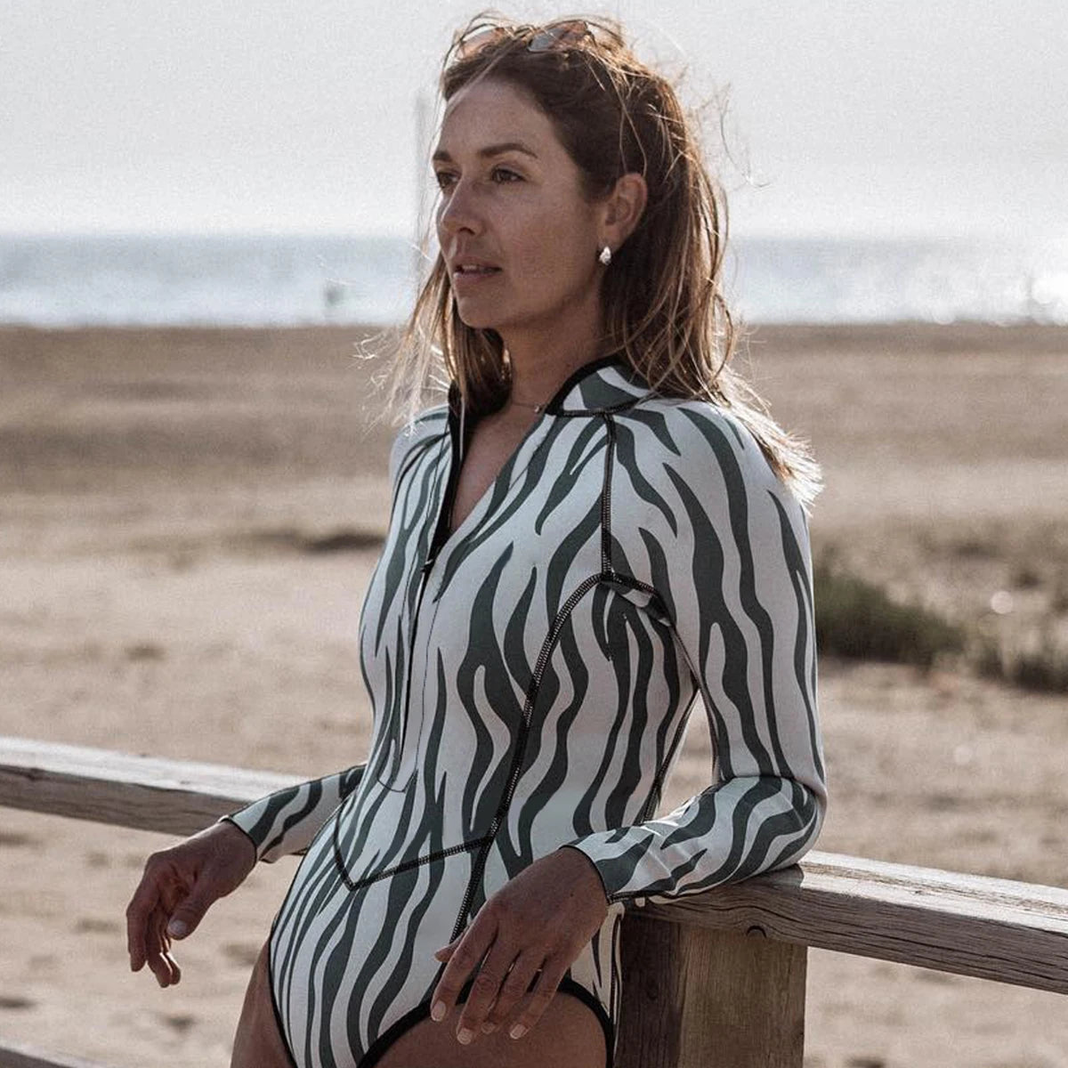 2025 New Sexy Print One Piece Swimsuit Women Swimwear Monokini Long Sleeve Bathing Suit Female Bodysuit Surfing Swim Wear Beach