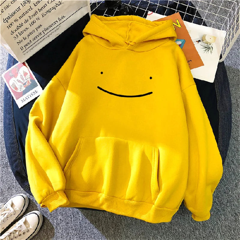 2023 Herfst Winter Mode Kleding Capuchon Casual Y 2K Sweatshirt Dames Smile Gezicht Effen Kleur Hoodies Luie Stijl Losse Hoodie
