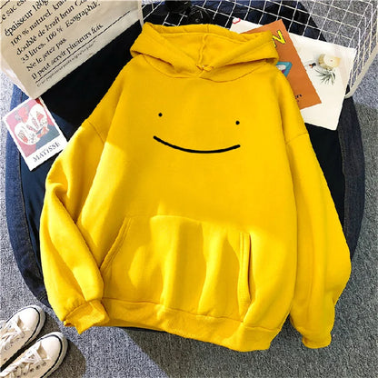 2023 Herfst Winter Mode Kleding Capuchon Casual Y 2K Sweatshirt Dames Smile Gezicht Effen Kleur Hoodies Luie Stijl Losse Hoodie