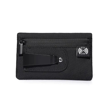 Rfid Credit Card Holder Men Wallets Luxury Nylon Slim Wallet Zipper Key Card Case Male Tactical Purse Coin Purse With Carabiner