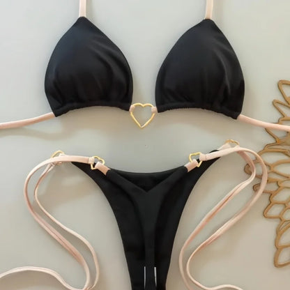 2025 Solid Color White Bikini Women Suit Low Waist Lace-up Swimsuit Two-piece Set swimwear women bathing suit купальник