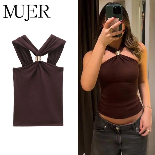 MUJER Halter Corset Top Vrouwen off Schouder Crop Top Vrouwelijke Sexy Backless Tube Tops voor Vrouwen Zomer Hemdje Bustier Tops Vrouw